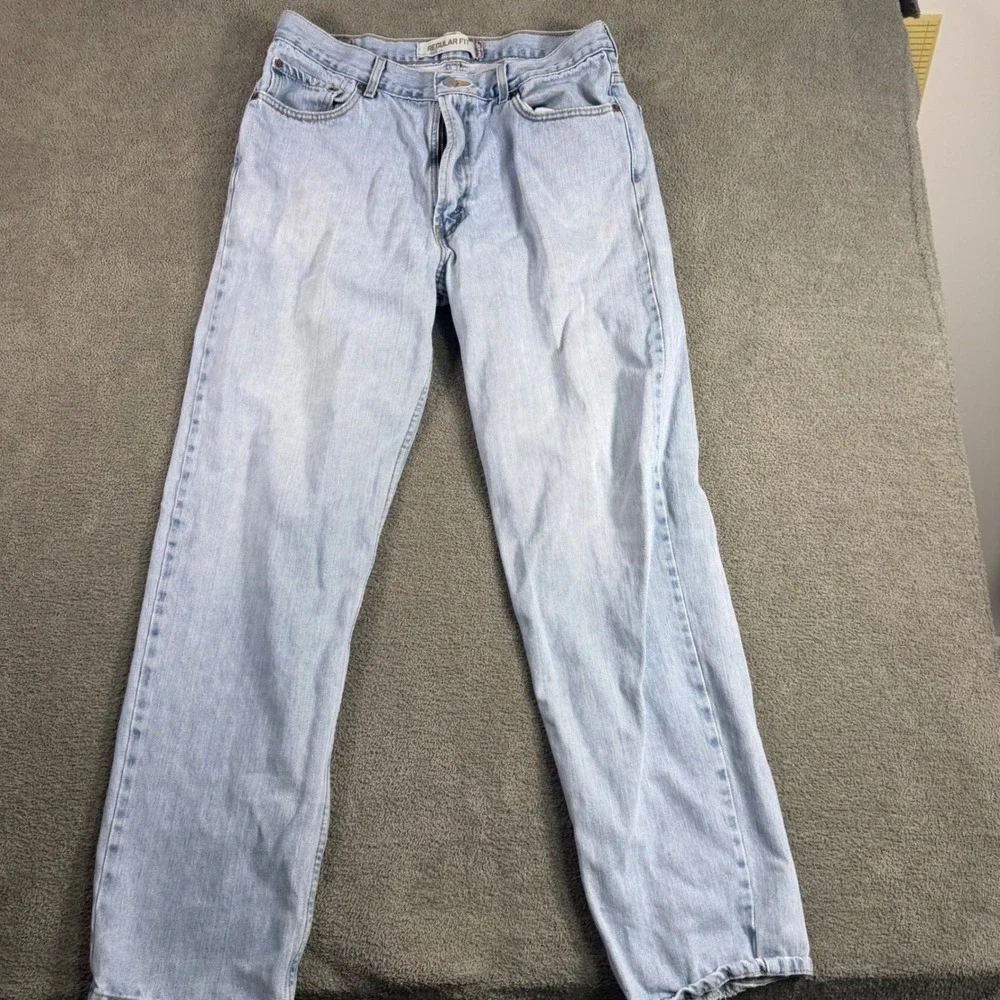 Levis 505 Regular Fit Mens Jeans Light Wash Blue Straight Leg 36x34 100% Cotton